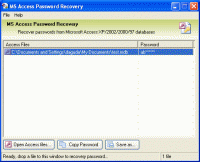 MS Access Password Recovery 2.0 screenshot. Click to enlarge!