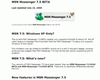 MSN Messenger 7.5 InfoPack 1.0 screenshot. Click to enlarge!