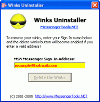 MSN Winks Uninstaller 1.0 screenshot. Click to enlarge!
