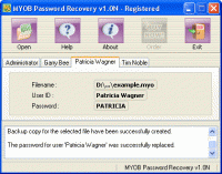 MYOB Password Recovery 1.1K screenshot. Click to enlarge!