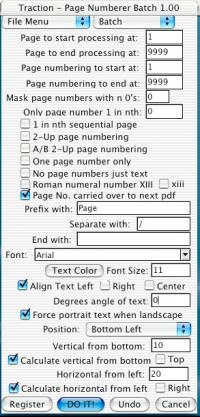 Mac PDF Page Numberer Batch 1.00 screenshot. Click to enlarge!