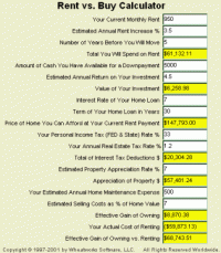 MoneyToys Rent or Buy Calculator 2.1.1 screenshot. Click to enlarge!