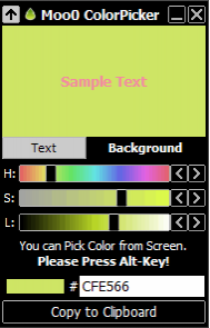 Moo0 Color Picker 1.12 screenshot. Click to enlarge!