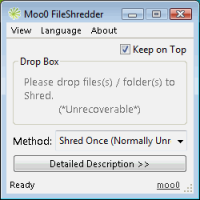 Moo0 File Shredder 1.19 screenshot. Click to enlarge!