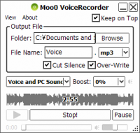 Moo0 Voice Recorder 1.40 screenshot. Click to enlarge!
