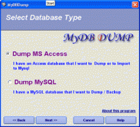 MyDbDump pro 2.0 screenshot. Click to enlarge!