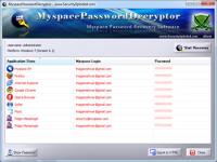 Myspace Password Decryptor 4.0 screenshot. Click to enlarge!