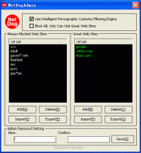 NetDog Internet Porn Filter V3.0.0 screenshot. Click to enlarge!