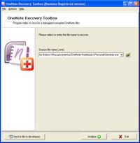 OneNote Recovery Toolbox 2.0.0 screenshot. Click to enlarge!