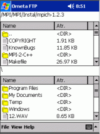 Orneta FTP for Pocket PC 2003 1.0.3 screenshot. Click to enlarge!