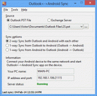Outlook-Android Sync 1.55 screenshot. Click to enlarge!