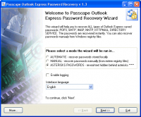 Outlook Express Password Recovery 1.12 screenshot. Click to enlarge!