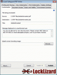 PDF Security - LockLizard PDF Protection 2.6.50 screenshot. Click to enlarge!