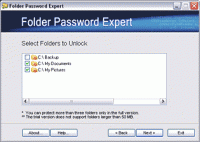Password Protect and Lock Folders 2.1 screenshot. Click to enlarge!