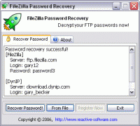 Password Recovery for FileZilla 1.05.04.09 screenshot. Click to enlarge!