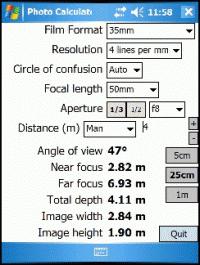 Photo Calculator for Pocket PC 2.3.0-2 screenshot. Click to enlarge!