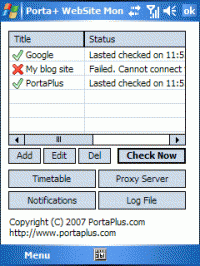 Porta+ WebSite Monitor 1.0 screenshot. Click to enlarge!