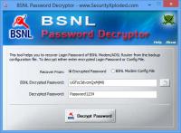 Portable BSNL Password Decryptor 1.0 screenshot. Click to enlarge!
