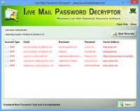 Portable Live Mail Password Decryptor 1.0 screenshot. Click to enlarge!