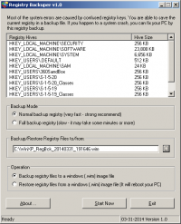 Portable Registry Backuper 1.0 screenshot. Click to enlarge!