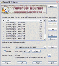 Power CD+G Burner 1.5.1 screenshot. Click to enlarge!