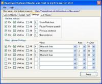 Read4Me Clipboard Reader and Text to mp3 Converter 0.5.3 Beta screenshot. Click to enlarge!