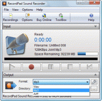 RecordPad Sound Recorder 5.35 screenshot. Click to enlarge!