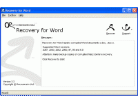 Recovery for Word 4.0.1014 screenshot. Click to enlarge!