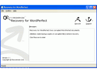Recovery for WordPerfect 1.1.0922 screenshot. Click to enlarge!