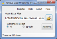Remove Excel Hyperlinks 2.4.2.19756 screenshot. Click to enlarge!
