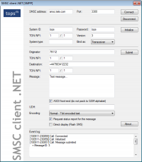 SMSC client .NET for SMPP, UCP, CIMD2 and SEMA 4.0.63 screenshot. Click to enlarge!