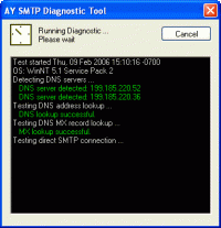 SMTP Diagnostic Tool 1.1 screenshot. Click to enlarge!