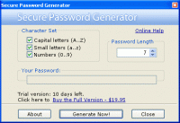 Secure Password Generator 2.2 screenshot. Click to enlarge!