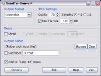 SendTo-Convert 2.7.8.0 screenshot. Click to enlarge!
