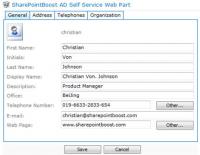 SharePoint AD Self Service 2.6.723.0 screenshot. Click to enlarge!