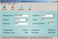 Simple Mortgage Calculator 1.01 screenshot. Click to enlarge!