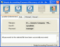 Simply Accounting Password Recovery 1.0d screenshot. Click to enlarge!