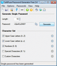 SoftFuse Password Generator Free 2.5.2 screenshot. Click to enlarge!