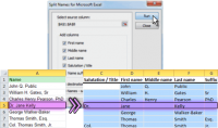Split Names for Microsoft Excel 2.3.9.316 screenshot. Click to enlarge!