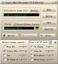Super Mp3 Recorder 3.0 screenshot. Click to enlarge!