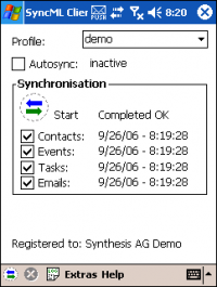 Synthesis SyncML Client PRO for Windows Mobil 3.0.2.24 screenshot. Click to enlarge!