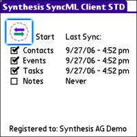 Synthesis SyncML Client STD for PalmOS 3.0.2.27 screenshot. Click to enlarge!