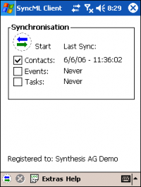 Synthesis SyncML Client STD for Windows Mobil 3.0.2.24 screenshot. Click to enlarge!