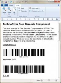 TechnoRiver Free Barcode Software Component 2.1 screenshot. Click to enlarge!