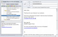 Template Phrases for Microsoft Outlook 5.0.36.521 screenshot. Click to enlarge!