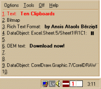 Ten Clipboards 1.12 screenshot. Click to enlarge!