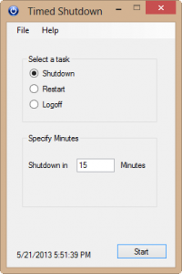 Timed Shutdown Free 1.1.0.27 screenshot. Click to enlarge!