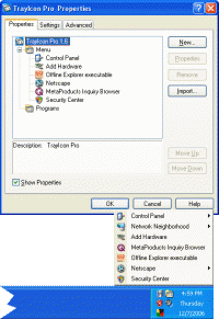 TrayIcon Pro 2.1 SR1 screenshot. Click to enlarge!