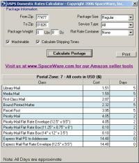 USPS Postage Rates and Tracking 1.0 screenshot. Click to enlarge!