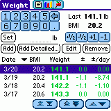 UTS Weight for Palm OS 1.5.1 screenshot. Click to enlarge!